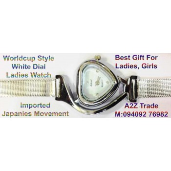 World Cup Style Heart Shape White Dial Ladies Stylish Wrist Watch-Snnt On 60% Discount Price, Imported,